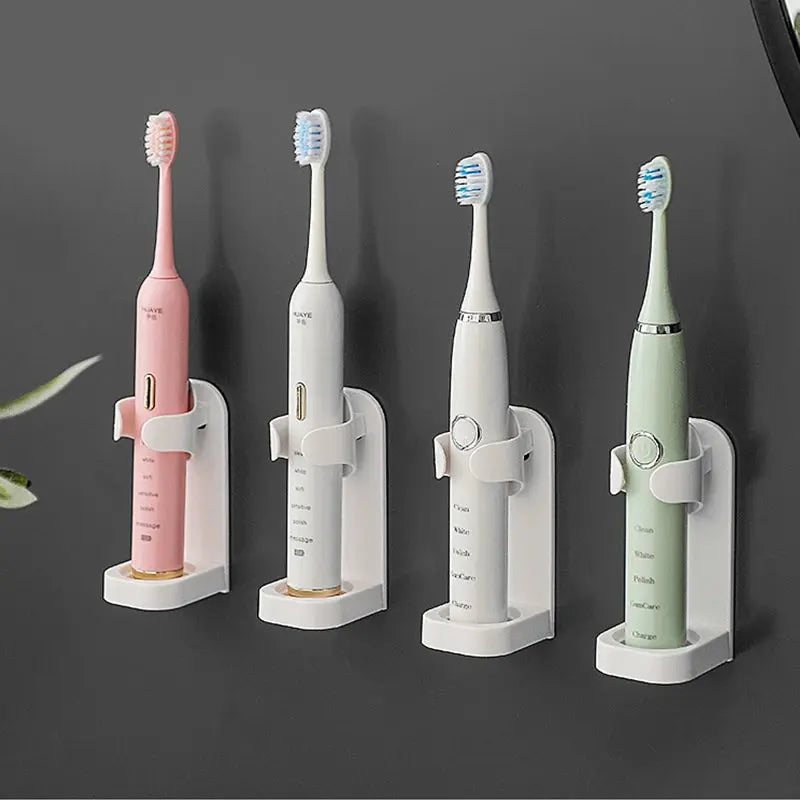 Toothbrush Stand Electric Wall-Mounted Holder Base Rack Organizer Traceless Space Saving Adults Toilet Bathroom Accessories Tool - MaJuah