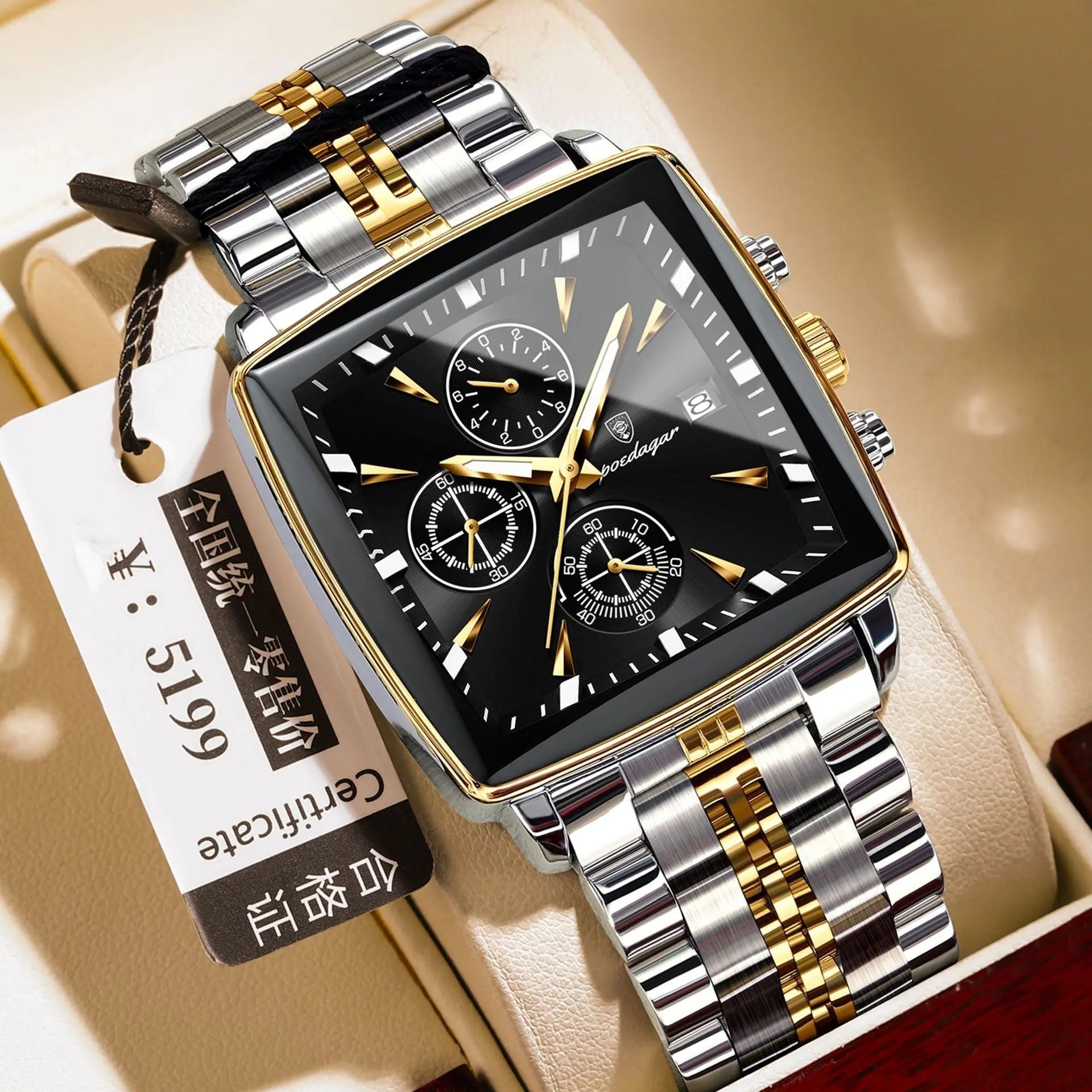 Square Men's Watch Multifunctional Business Quartz - MaJuah