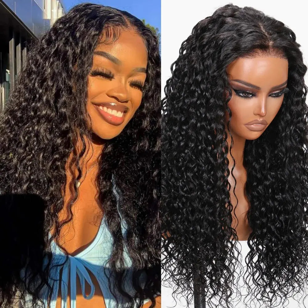 Unice Hair Pre Cut Pre Bleached 7x5 Lace Wear Go Glueless Wig 100% Human Hair Natural Color Water Wave Lace Front Wig - MaJuah