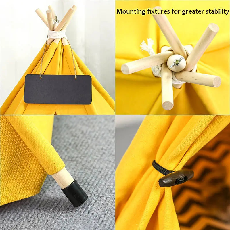 Pet Teepee Tent Dog Cat Bed Portable RWashable Dog Houses Indoor Puppy Beds With Cushion For Small Dogs Cats Rabbits - MaJuah
