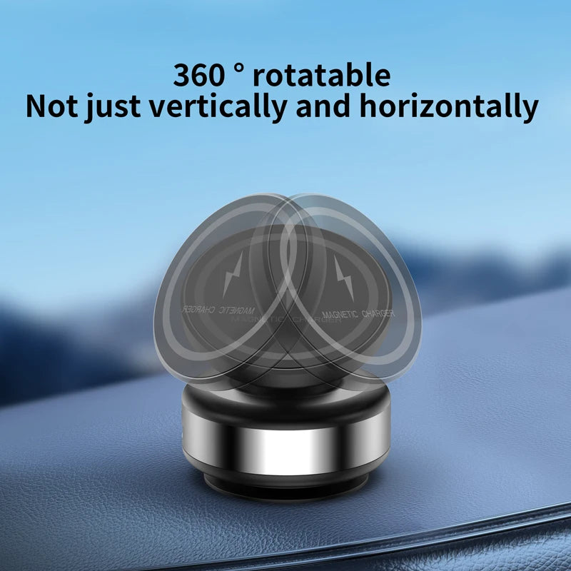Support wireless charging 360 ° rotatable vacum car holder for iPhone Samsung Xiaomi magnetic car mount vacuum phone holder