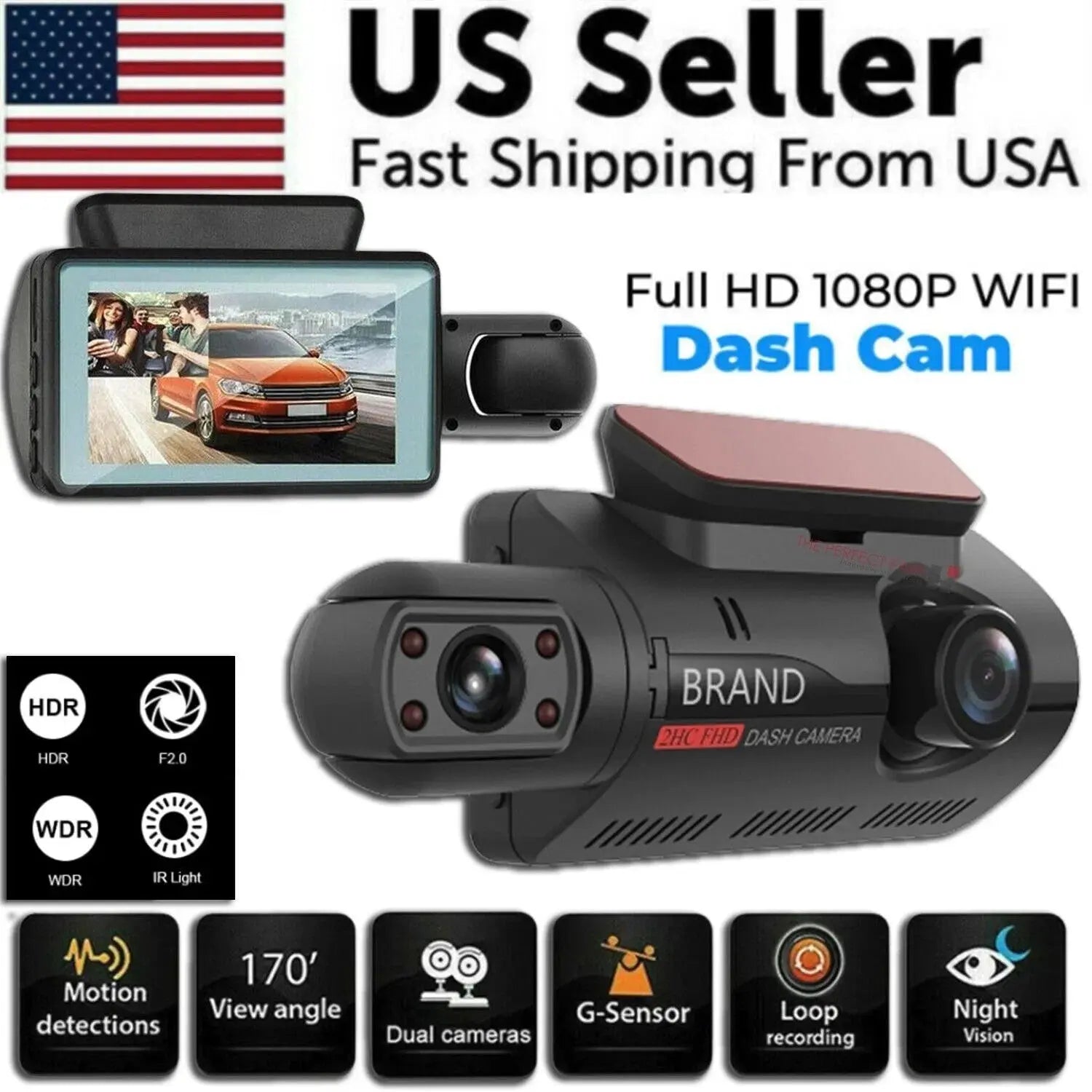 1080P Dual Lens Car DVR Dash Cam Video Recorder G-Sensor Front And Inside Camera - MaJuah