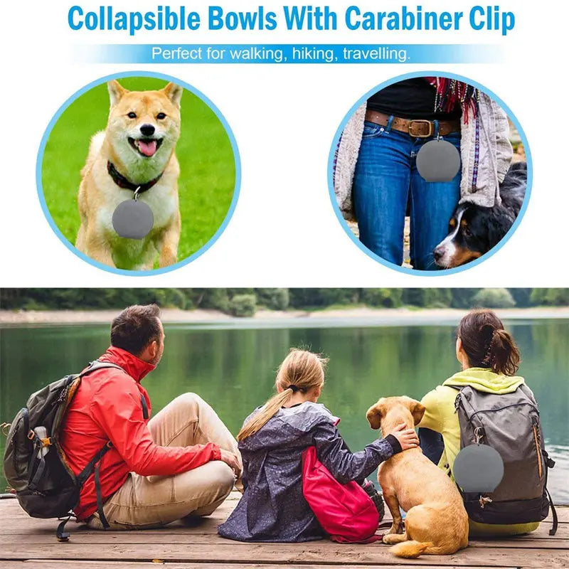 Rubber Foldable Double Bowl Pet Feeding Bowl Pets Supplies Dog Cat Bowls - MaJuah