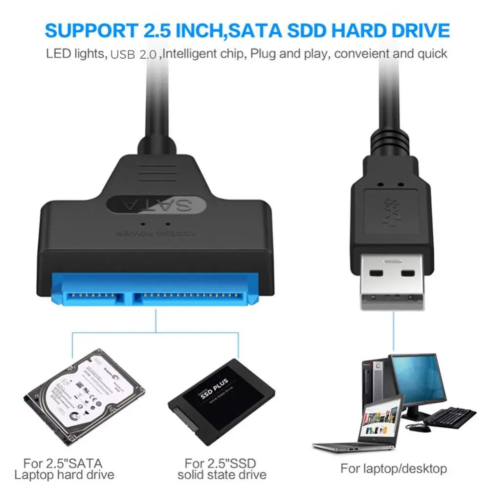 High-Speed USB SATA Cable External Hard Disk Reader 2.5 HDD SSD Hard Drive Adapter 22cm/35cm/50cm USB 3.0 - MaJuah