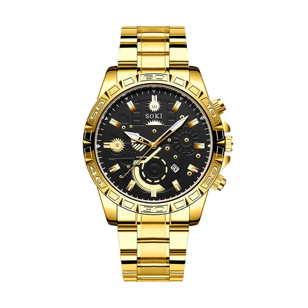 Men's Steel Belt Business Calendar Quartz Watch Suit - MaJuah