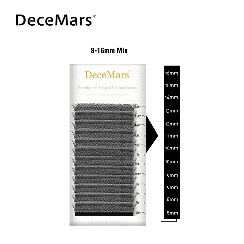 DeceMars YY Shape Black Brown Eyelashes Extensions Two Tip Lashes C/D Curl High Quality Idividual