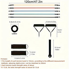 11pcs/Set Resistance Elastic Exercise Bands, Portable Fitness Equipment, Ankle Strap, Chest Expander,