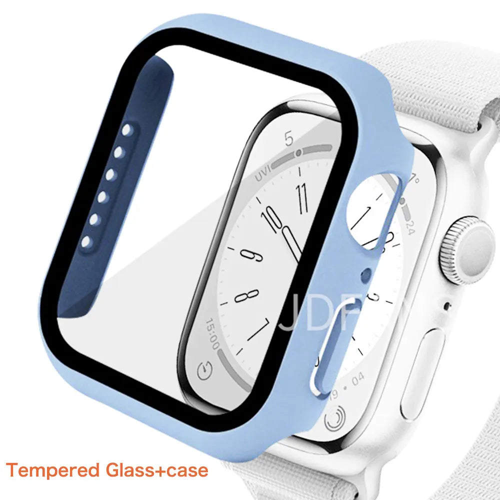 Tempered Glass+ cover For Apple Watch Case series 9 8 7 41mm 45mm 42mm HD PC bumper Screen Protector iWatch 6 5 4 se 44mm 40mm