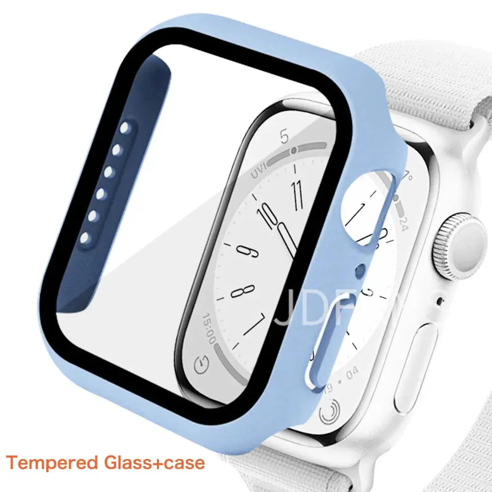Tempered Glass+ cover For Apple Watch Case series 9 8 7 41mm 45mm 42mm HD PC bumper Screen Protector iWatch 6 5 4 se 44mm 40mm - MaJuah