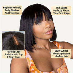 Straight Human Hair Wigs With Bang Full Machine Made Wigs 8-30inch Natural Color Peruvian Remy Human Hair Wigs