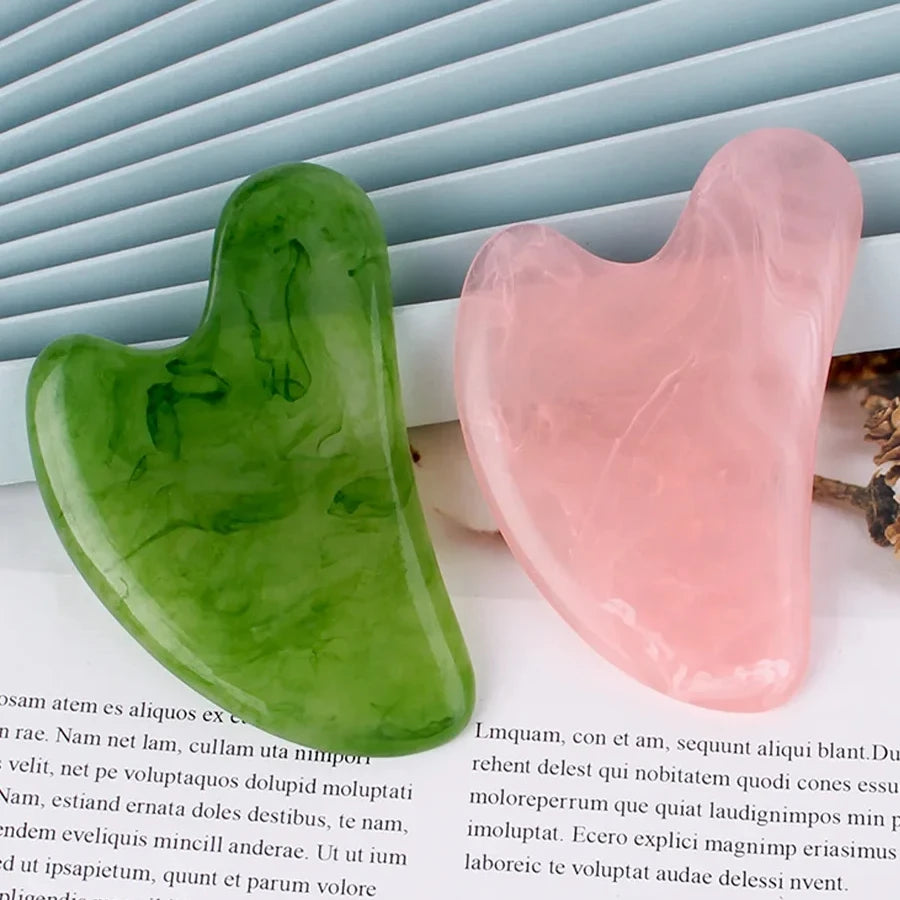 Resin Gua Sha Massage Board for Face Rose Pink Guasha Plate Jade Face Massager Scrapers Tools for Face Neck Back Body