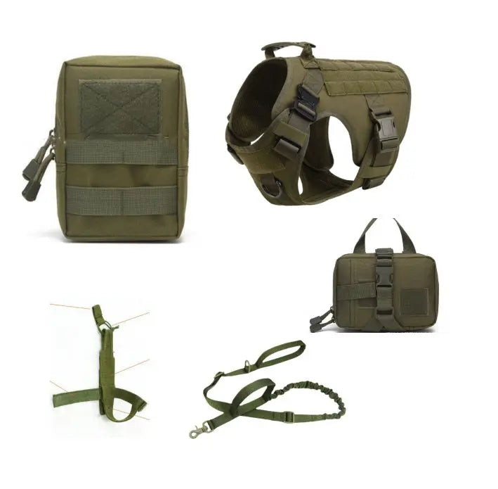 Tactical Dog Harness Pet German Shepherd K9 Training Vest Dog Harness And Leash Set For All Breeds Dogs - MaJuah