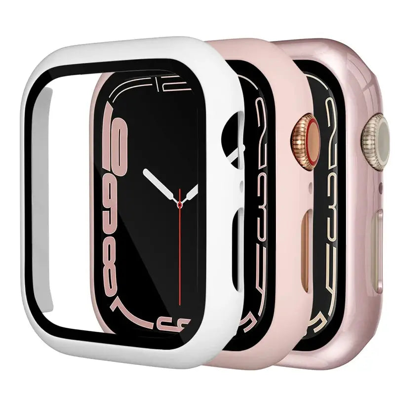 Tempered Glass+ cover For Apple Watch Case series 9 8 7 41mm 45mm 42mm HD PC bumper Screen Protector iWatch 6 5 4 se 44mm 40mm - MaJuah