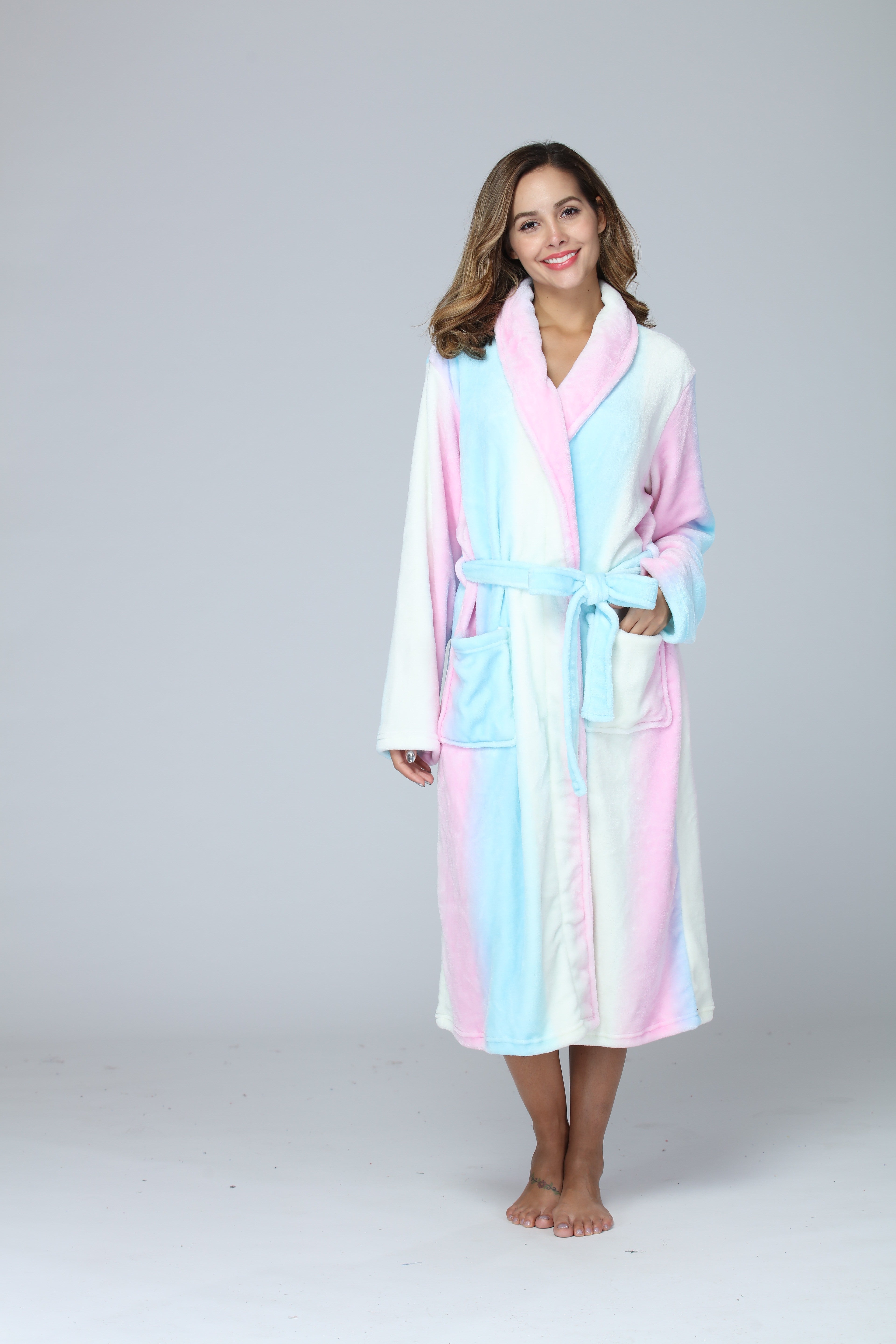 RONGTAI Womens Bathrobe Ladies Fleece Plush Warm Long Robes Fleece Nightgown Sleepwear CozyPet Store