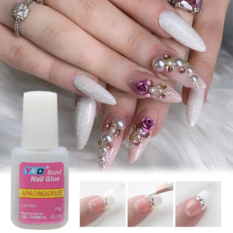 10g Fast Drying Nail Glue for False Nails Glitter Acrylic Nail Rhinestone Decoration Extension Glue Adhensive Nail Care Tool - MaJuah