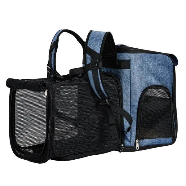 Pet Carrier Backpack, Expandable Cat Dog Carrier With Back Extension, Breathable Mesh Travel Backpack For Small Dogs Cats, Soft-Sided Pet Backpack Holds Up To 26 Lbs - MaJuah