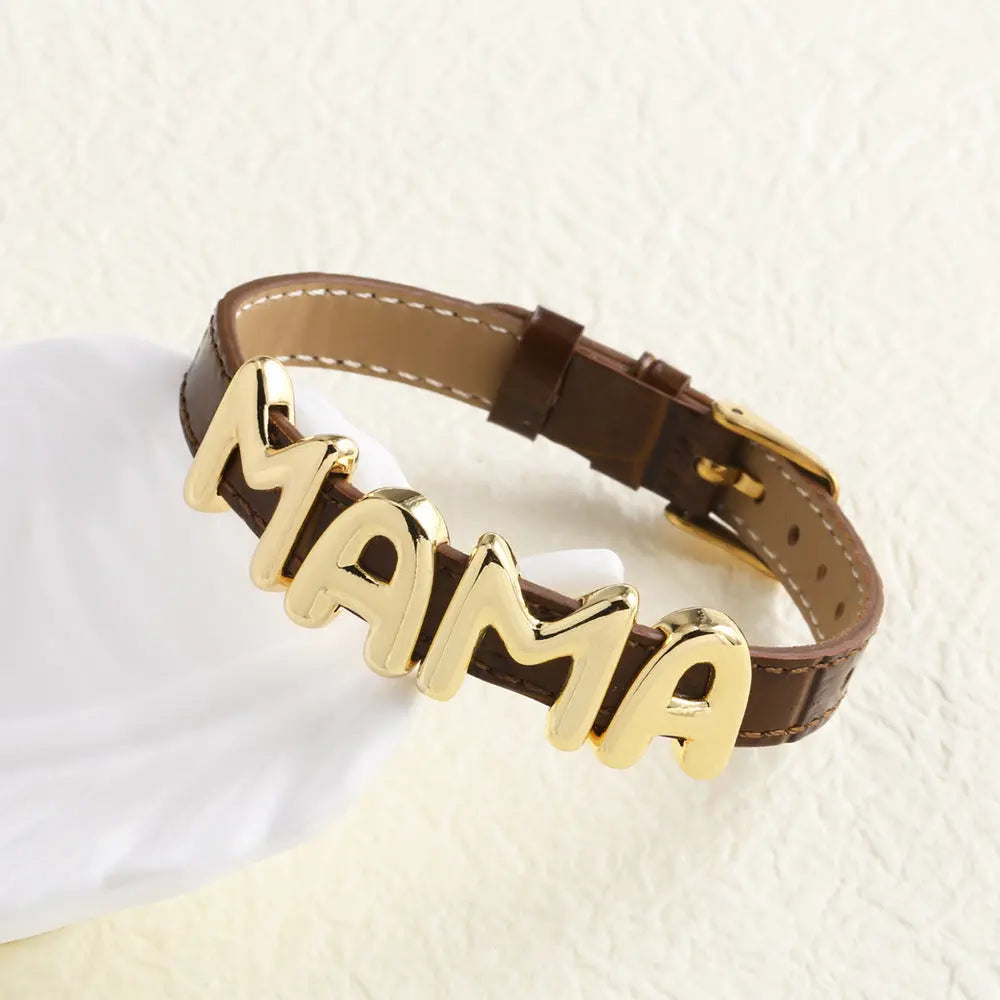 Cowhide Watch Strap Letter Mama Mother's Day Bracelet - MaJuah