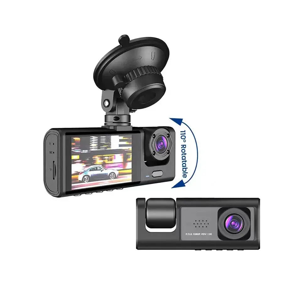 2.0Inch Car DVR Dash Cam HD Dash Camera Three Way Lens Video Recorder 1080P Black Box Cycle Recording Dashcam Camcorder - MaJuah