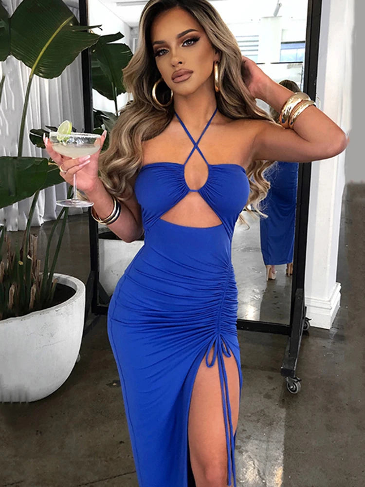 Elegant Allure Halter Maxi Dress