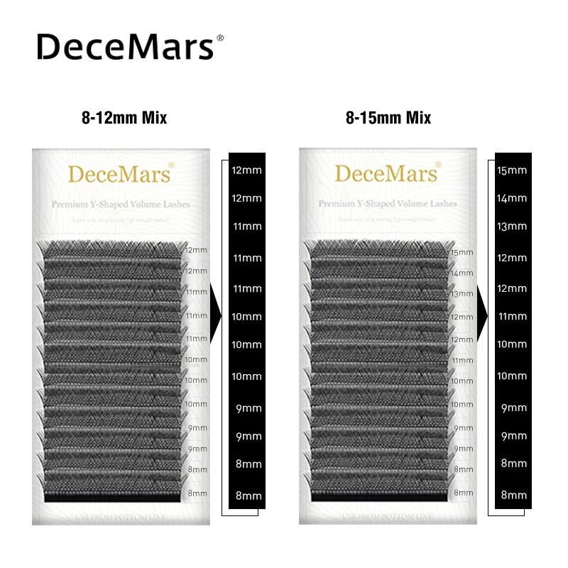 DeceMars YY Shape Black Brown Eyelashes Extensions Two Tip Lashes C/D Curl High Quality Idividual