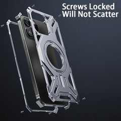 Magnetic Stand Metal Phone Case For Iphone 13 14 15 16 Pro Max Plus Hollow Luxury Aluminum Alloy Phone Cover For IPHON 16 Promax