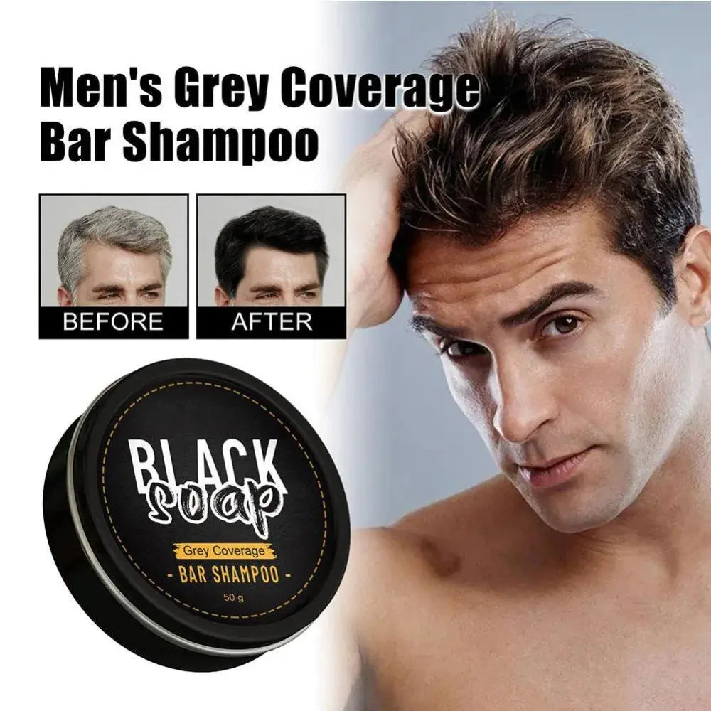 Hair Darkening Shampoo Bar Soap Anti Dandruff Deep Beautiful Black Cleansing Nourishment Hair Improve Gray White Men - MaJuah