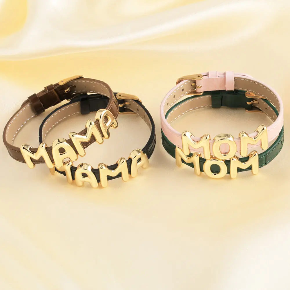 Cowhide Watch Strap Letter Mama Mother's Day Bracelet - MaJuah