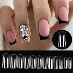 Press on Nails Coffin Soft Gel Tips Full Cover Fake Acrylic UV Gel Nails Extension System Oval Almond Sculpted False Nail Tips