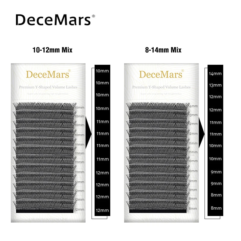 DeceMars YY Shape Black Brown Eyelashes Extensions Two Tip Lashes C/D Curl High Quality Idividual