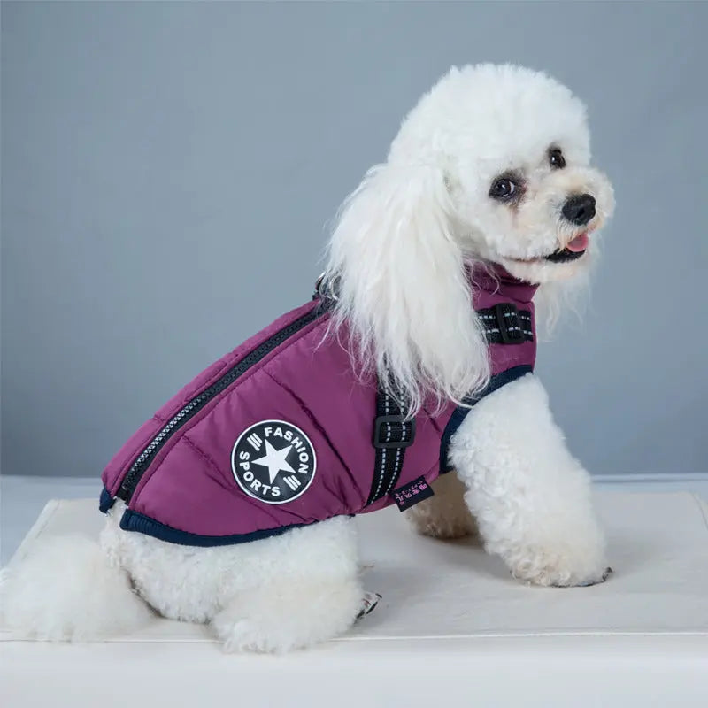 Waterproof Dog Clothes Winter Dog Coat With Harness Warm Pet Clothing Big Dog Jacket Chihuahua Labrador Coat Costume - MaJuah