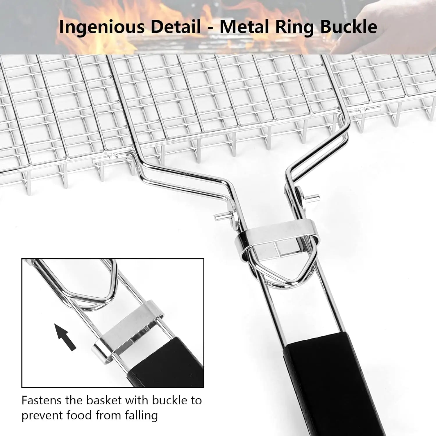 Outdoor Camping BBQ Folding Grilling Basket: Stainless Steel Foldable Grill Rack for Seafood, Steak, and Vegetables