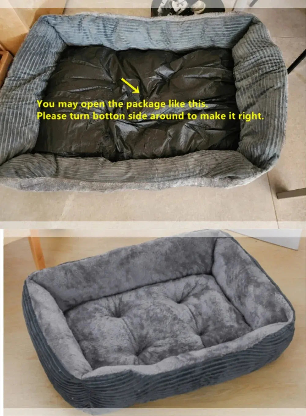 Bed for Dog Cat Pet Square Plush Kennel Medium Small Dog Sofa Bed Cushion Pet Calming Dog Bed House Pet Supplies Accessories - MaJuah