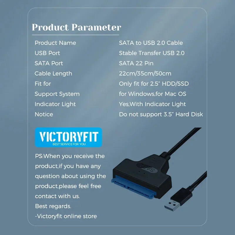 High-Speed USB SATA Cable External Hard Disk Reader 2.5 HDD SSD Hard Drive Adapter 22cm/35cm/50cm USB 3.0 - MaJuah