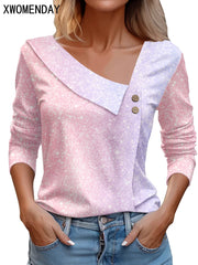 Women Fashion Long Sleeve Top White Floral Print Shirts And Blouses 3D Print Clothes For Women 2024