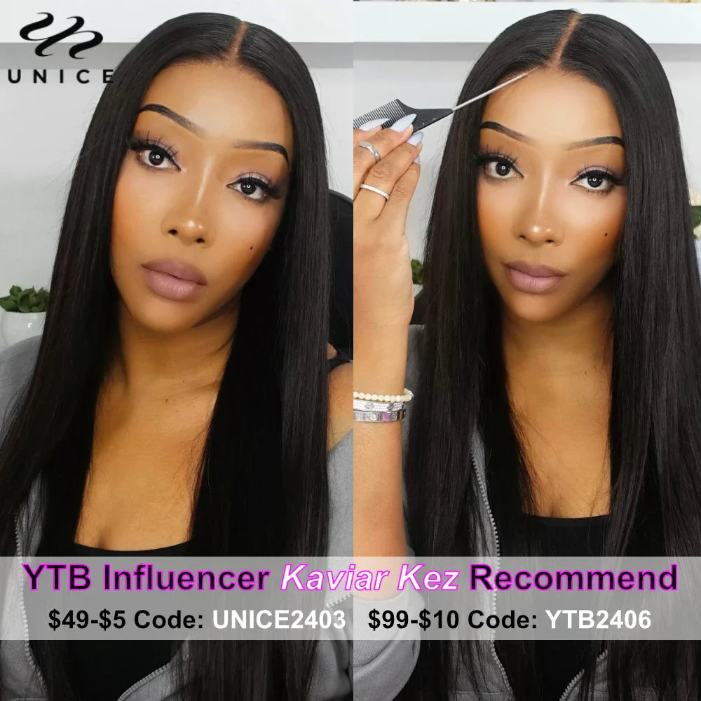 UNice Hair 7x5 13x4 Pre Everything Frontal Wig Human Hair Straight Lace Front Wigs 150% Density Glueless Wig Ready To Wear, Ships From - United States