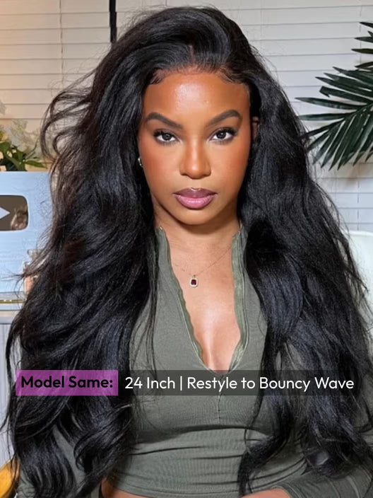 UNice Bye Bye Slip™ Wig 7x5 Glueless Lace Black Yaki Straight Wig With Elastic Drawstring 360 Cozy Hug 180% Density - MaJuah