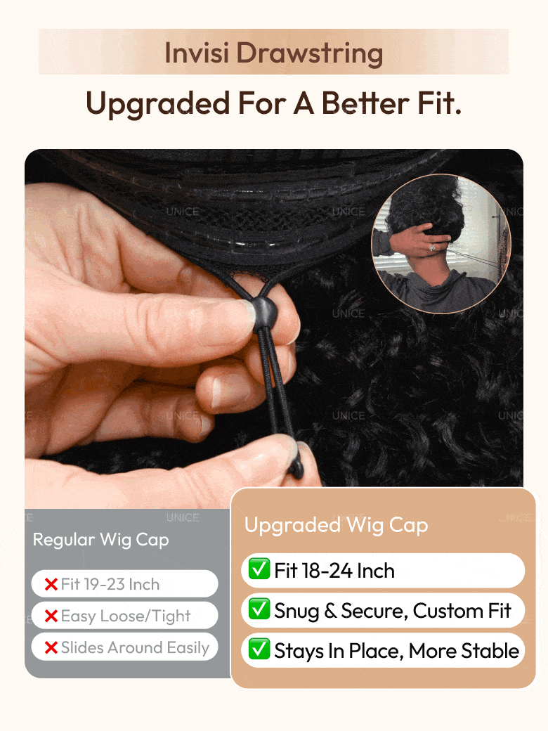 UNice Bye Bye Slip™ Wig 7x5 Glueless Lace Black Yaki Straight Wig With Elastic Drawstring 360 Cozy Hug 180% Density - MaJuah