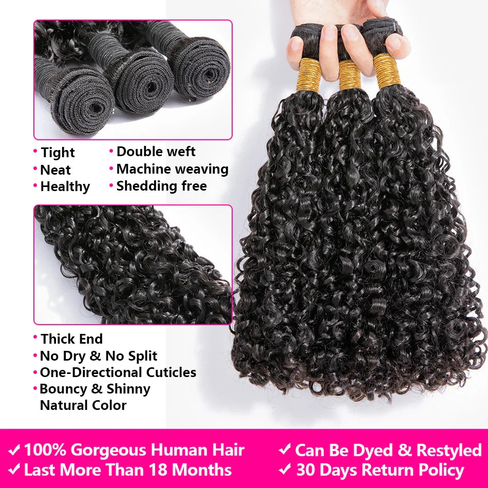 Brazilian 10A Small Spirals Curly Bundles Unprocessed Kinky Curly Human Hair Pixie Curls Weave Only Virgin Hair Extension 3B 3C, Ships From - CHINA