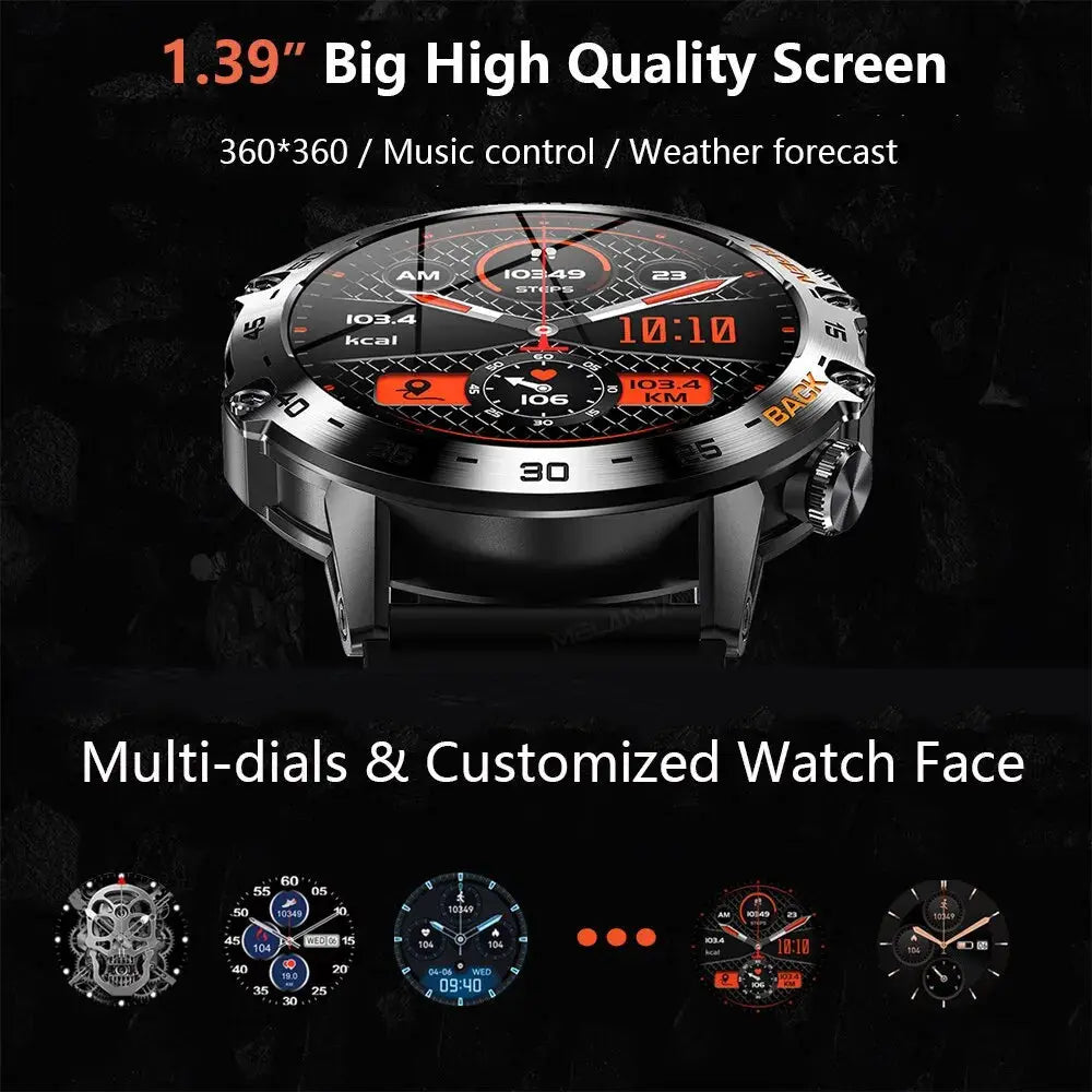 MELANDA Steel 1.39 Bluetooth Call Smart Watch Men Sports Fitness Tracker Watches IP67 Waterproof Smartwatch for Android IOS K52 - MaJuah