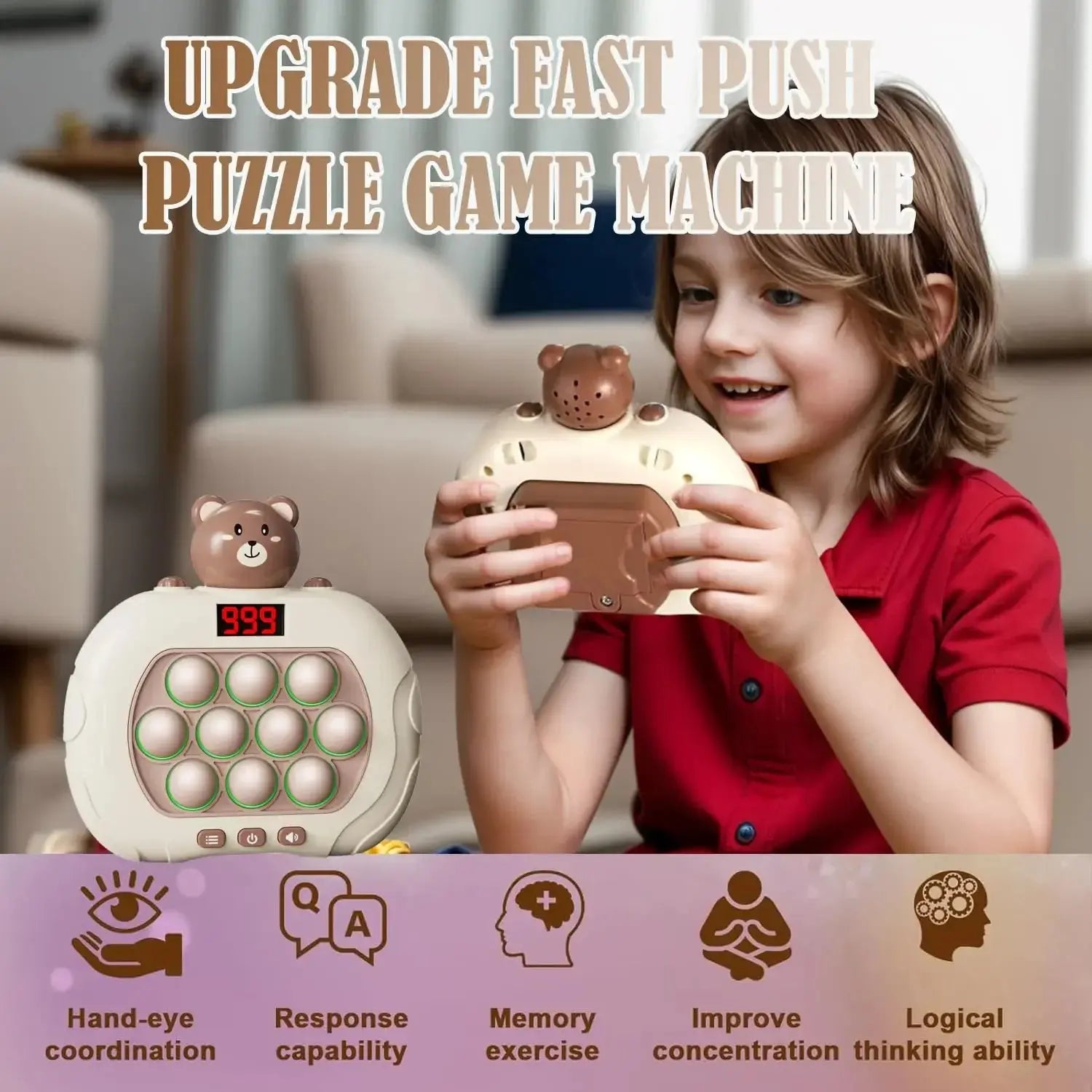 Electronic Pop Push Quick Push fidget Game Console with LED Display Screen 999 Levels - MaJuah