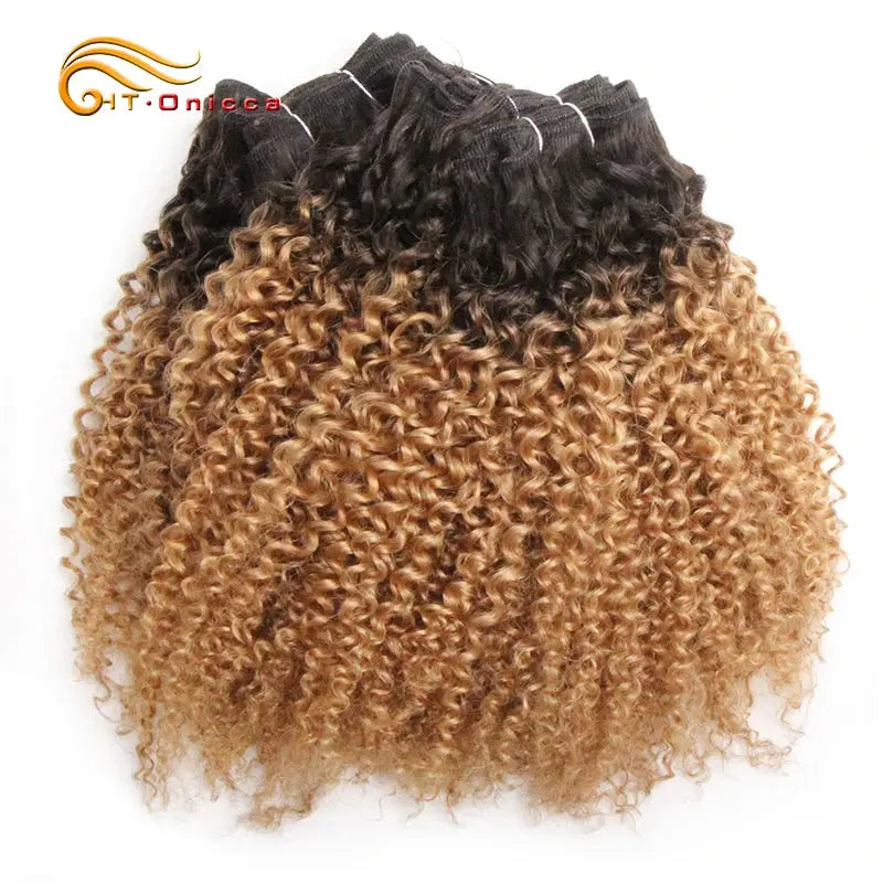 6Pcs/Lot Peruvian Curly Bundles Jerry Curl Double Drawn Human Hair Remy Funmi Hair T1B 30 99J Colored Hair Extension - MaJuah