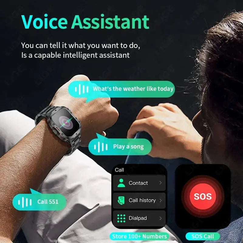 LIGE New Smart Watch 1.96 Inch Screen 420 MAh Bluetooth Call Voice Assistant Watch Sports Fitness Waterproof Smartwatch For Men - MaJuah