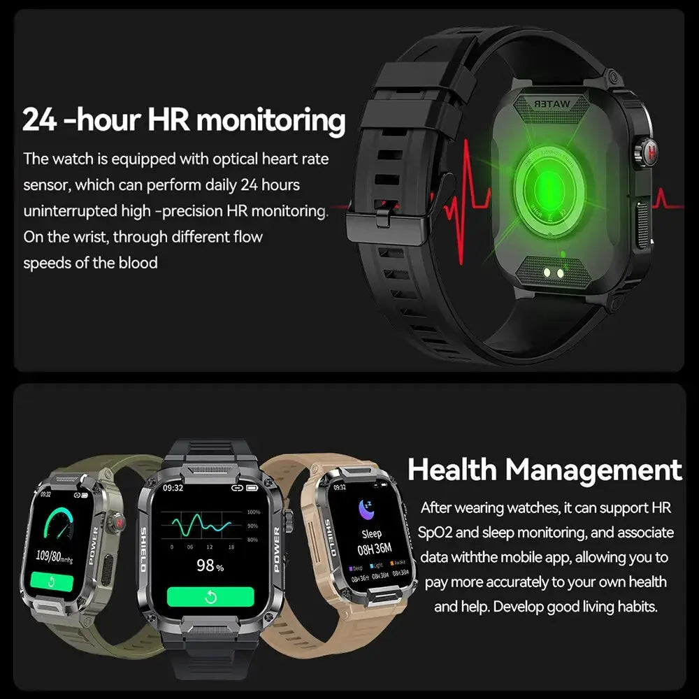 MELANDA 1.85 Outdoor Military Smart Watch Men Bluetooth Call Smartwatch For Android IOS IP68 Waterproof Sports Fitness Watches - MaJuah