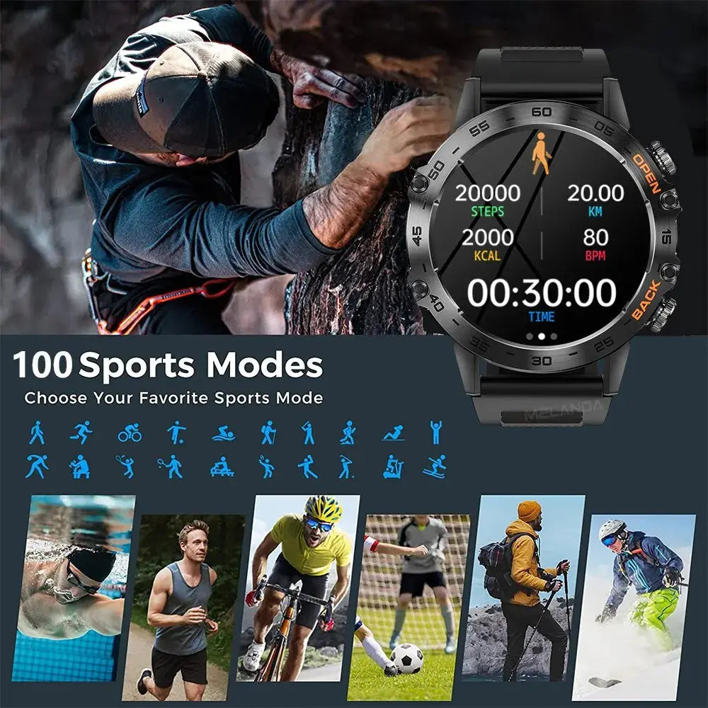 MELANDA Steel 1.39 Bluetooth Call Smart Watch Men Sports Fitness Tracker Watches IP67 Waterproof Smartwatch for Android IOS K52 - MaJuah