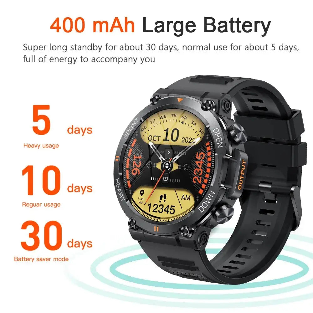 MELANDA 1.39 Inch HD Bluetooth Call Smart Watch Men Sports Fitness Tracker Heart Monitor 400mAh Smartwatch For Android IOS K56 - MaJuah