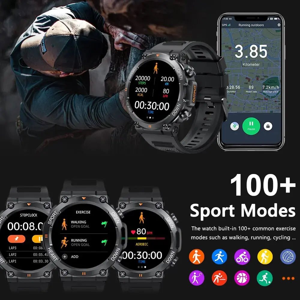 MELANDA 1.39 Inch HD Bluetooth Call Smart Watch Men Sports Fitness Tracker Heart Monitor 400mAh Smartwatch For Android IOS K56 - MaJuah