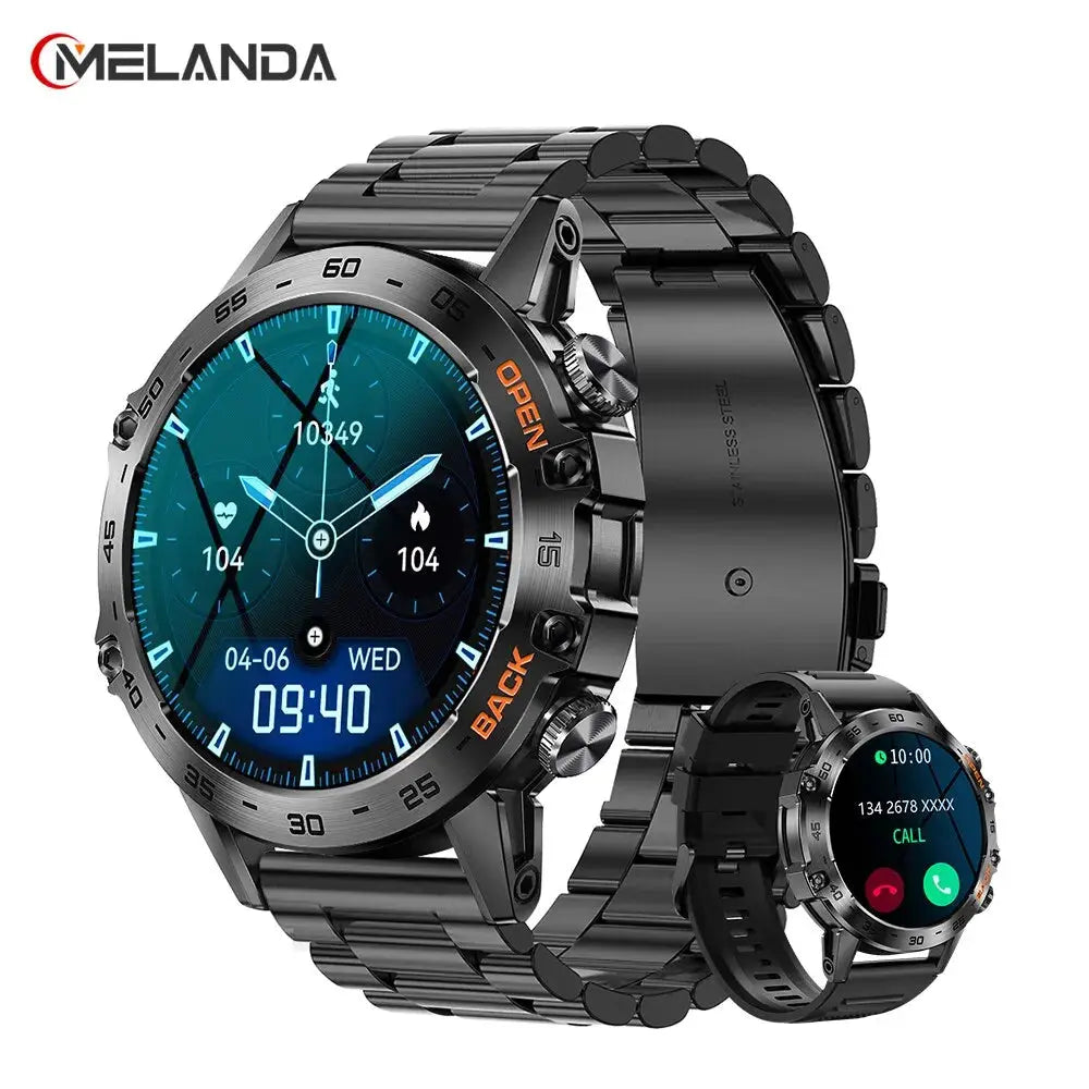 MELANDA Steel 1.39 Bluetooth Call Smart Watch Men Sports Fitness Tracker Watches IP67 Waterproof Smartwatch for Android IOS K52 - MaJuah