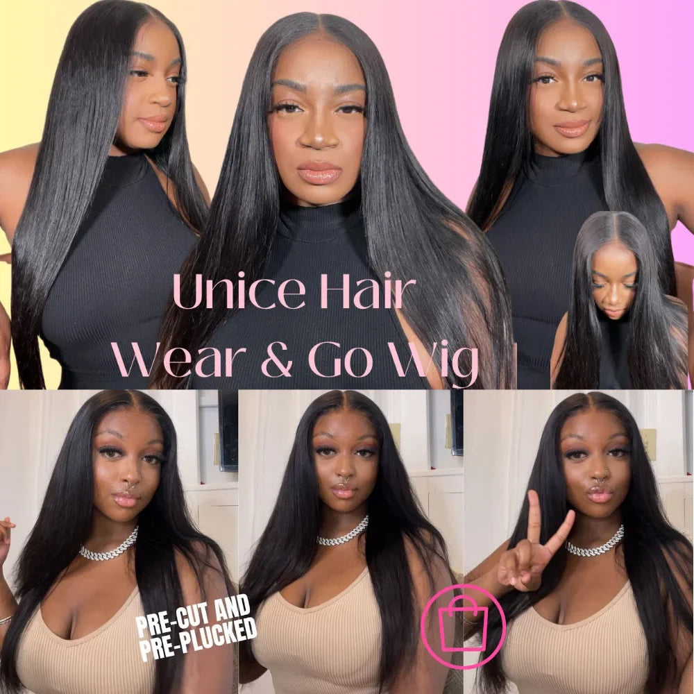 UNice Hair 7x5 13x4 Pre Everything Frontal Wig Human Hair Straight Lace Front Wigs 150% Density Glueless Wig Ready To Wear, Ships From - United States
