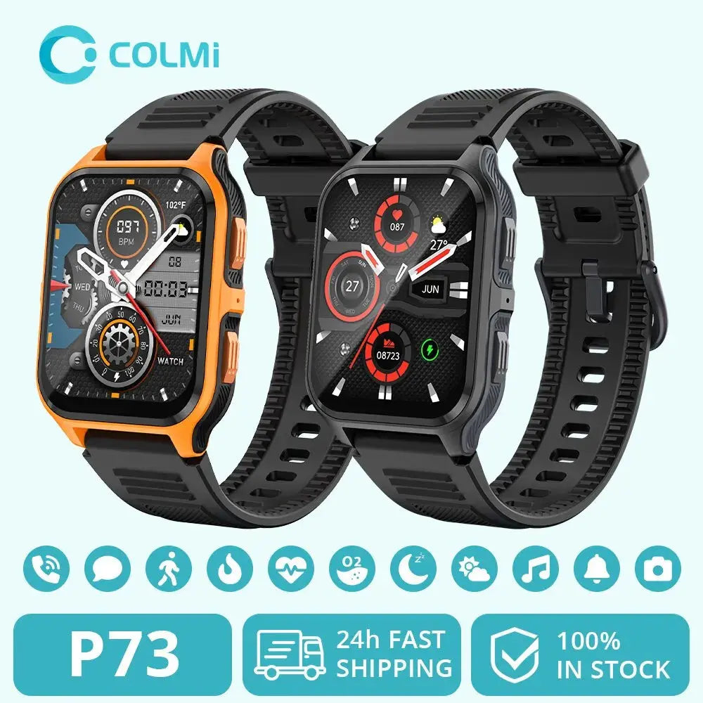COLMI P73 1.9" Outdoor Military Smart Watch Men Bluetooth Call Smartwatch For Xiaomi Android IOS, IP68 Waterproof Fitness Watch - MaJuah