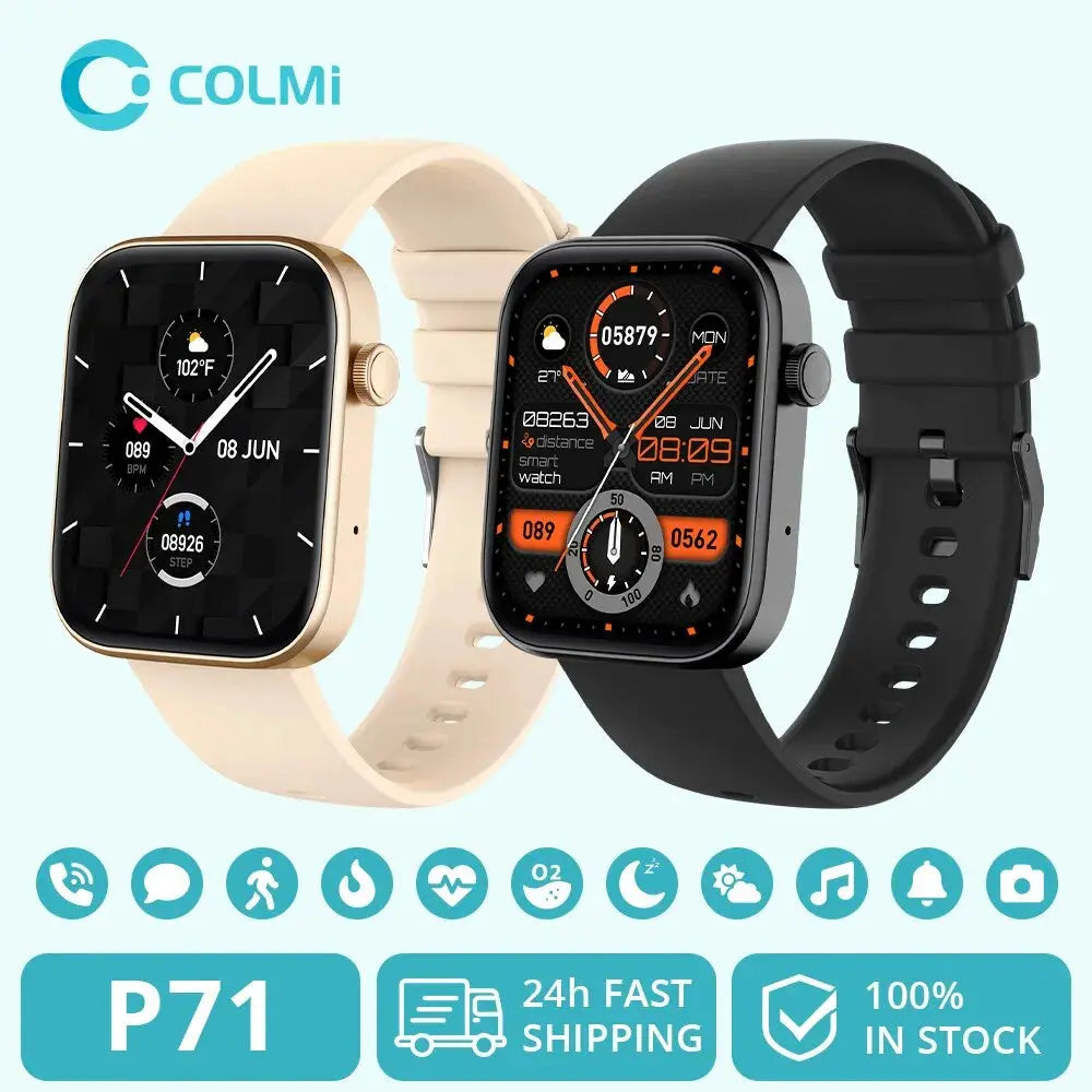 COLMI P71 Voice Calling Smartwatch Men Health Monitoring IP68 Waterproof Smart Notifications Voice Assistant Smart Watch Women - MaJuah